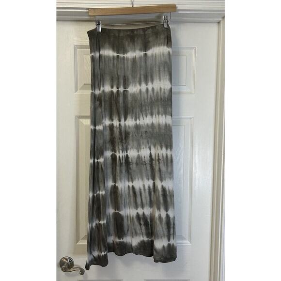Tryst Tie Dye Maxi Skirt Gray & White Peasant Boho Chic Spandex Rayon Size XL - Picture 1 of 6